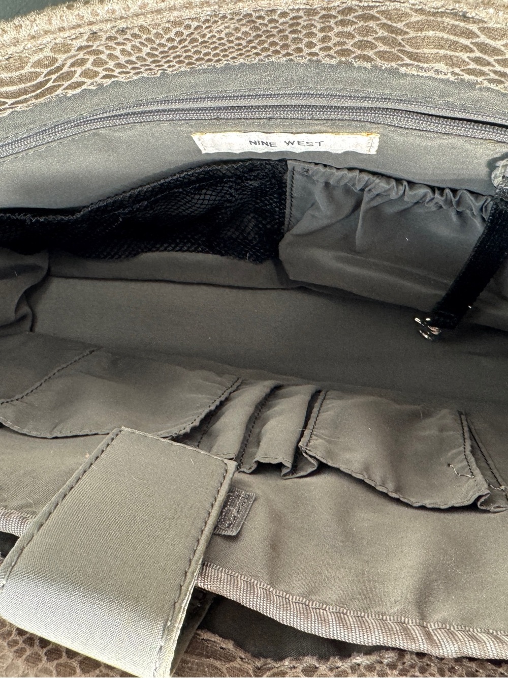 Nine West Grey Faux Snakeskin Print Laptop Bag - Picture 13 of 16